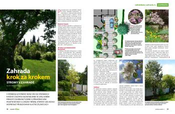 Ukázka první dvoustrany seriálu Zahrada krok za krokem, díl Stromy v zahradě